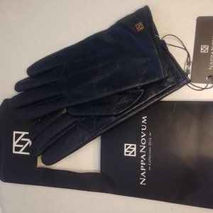 ITALIAN Leather, navy blue, ladies gloves